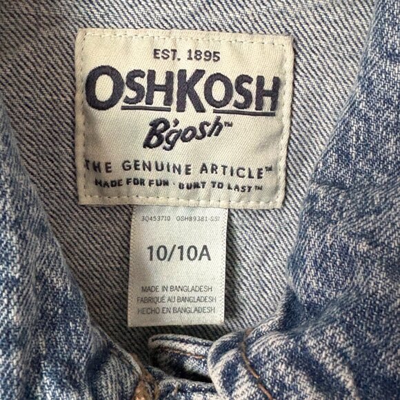 Oshkosh B'gosh Kids Turcker Denim Jean Jacket Size 10 Light Wash Blue Boys Girls - Picture 4 of 11